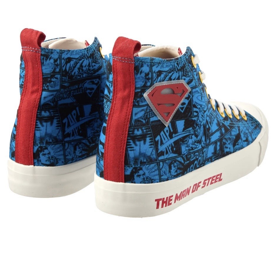 Superman Men High Top Shoes Canvas Sneakers NEW NWT The Man Of Steel Blue Size 8