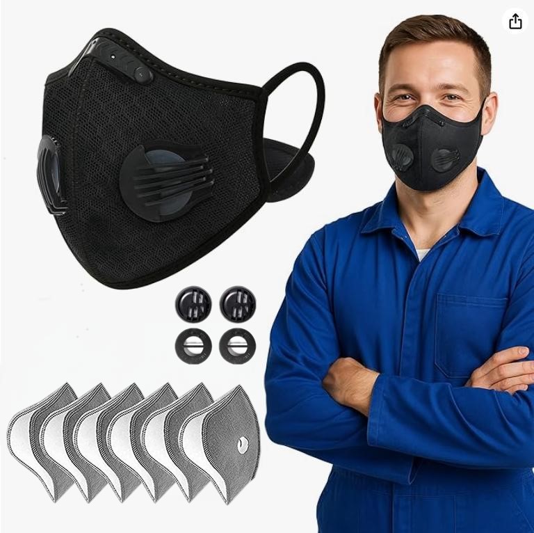 Half Face Cover Respirator Dust Mask Anti Air Pollution Reusable With Filters