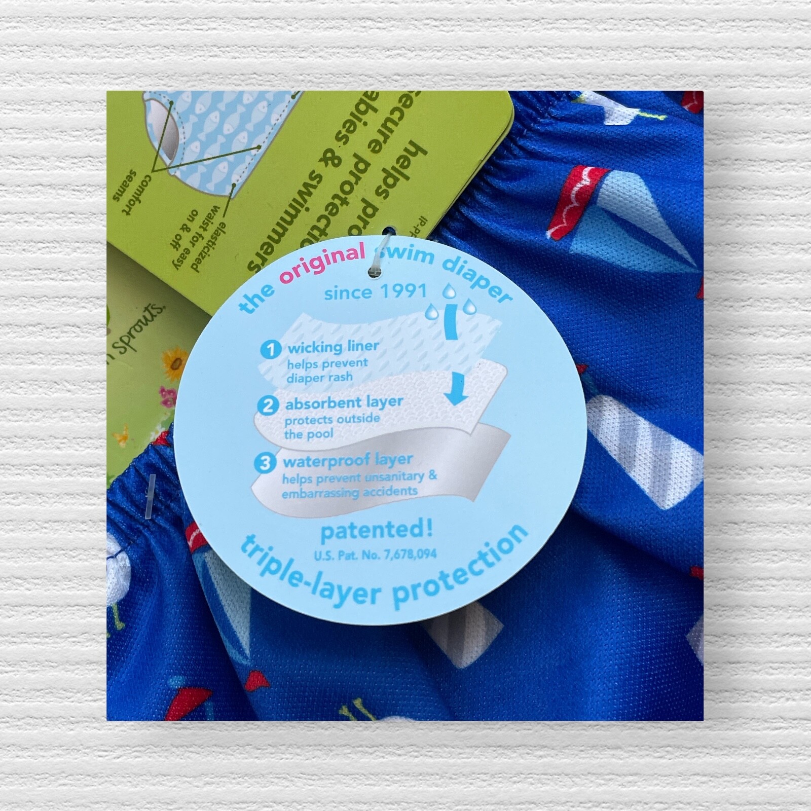New I Play Baby Boys Nautical Theme Swim Diaper Blue Re-Usable Size 6M