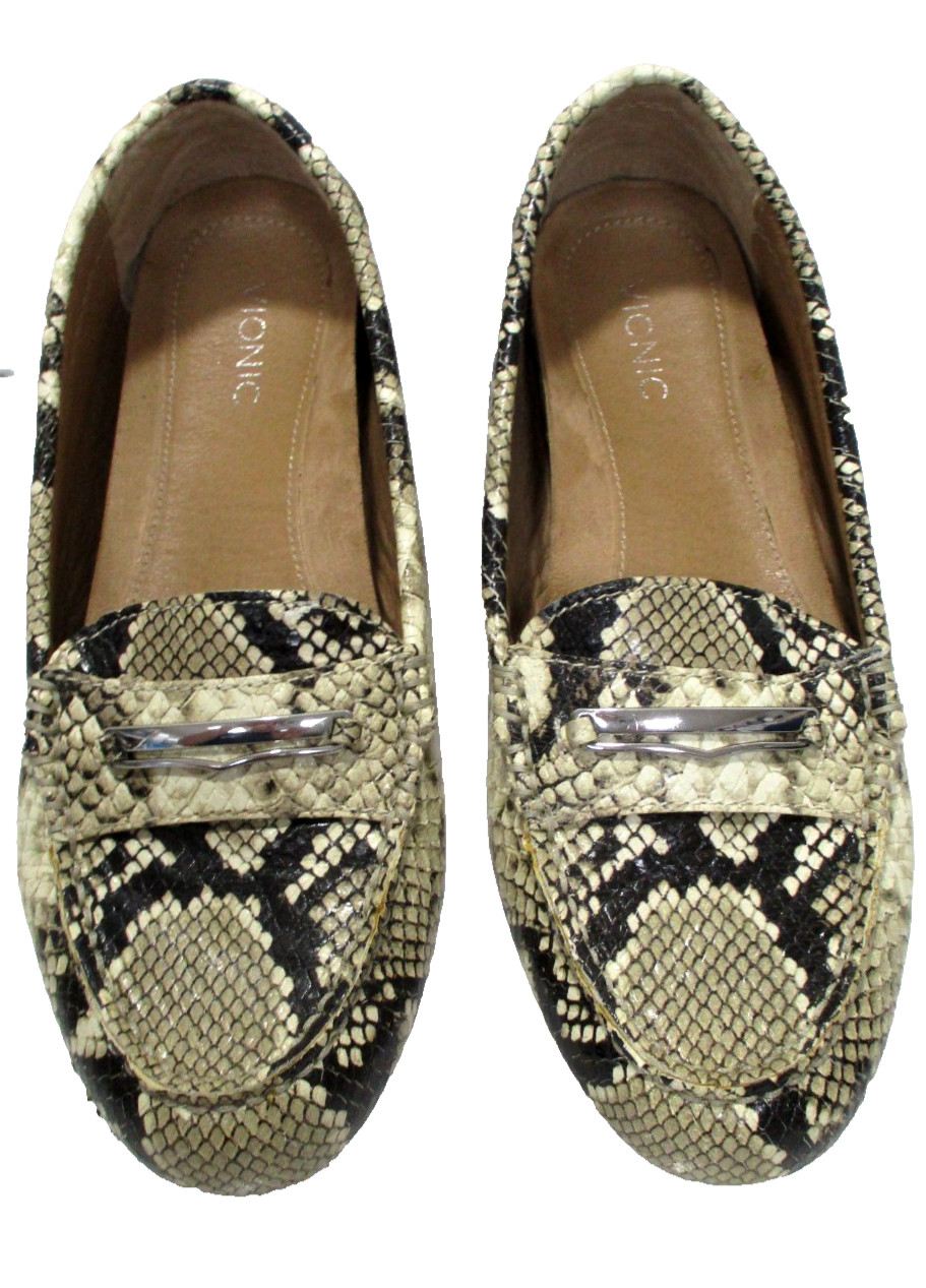 Vionic Penny Loafer Womens 7 Leather Snake Print Flat Orthaheel Shoe Honor Ashby