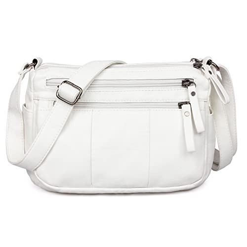 Purses for Women Soft PU Leather Shoulder Bag Ladies Crossbody White1-10.2″