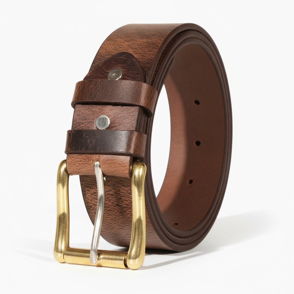 Men’s Leather Belt Genuine Buffalo FULL GRAIN 1.5″ width, Handmade, By Amish