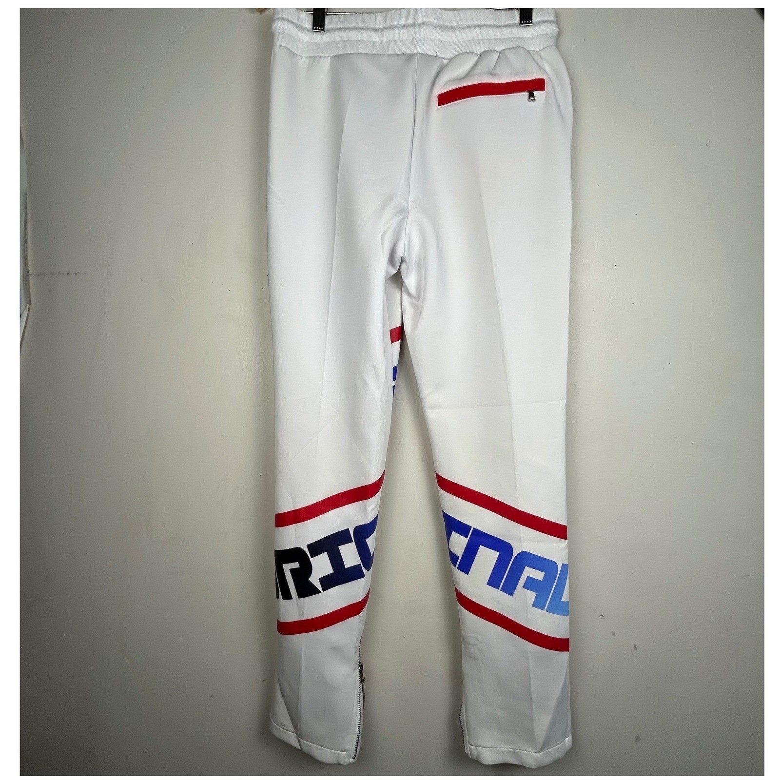 Rockstar Original Jabez Track Pants Men M White Red Blue Moto Streetwear Joggers