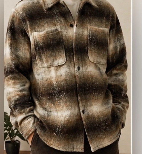 ANANKE Mohair Shacket Jacket men’s size XXL Brown Ombre Wool Blend Button Up NWT