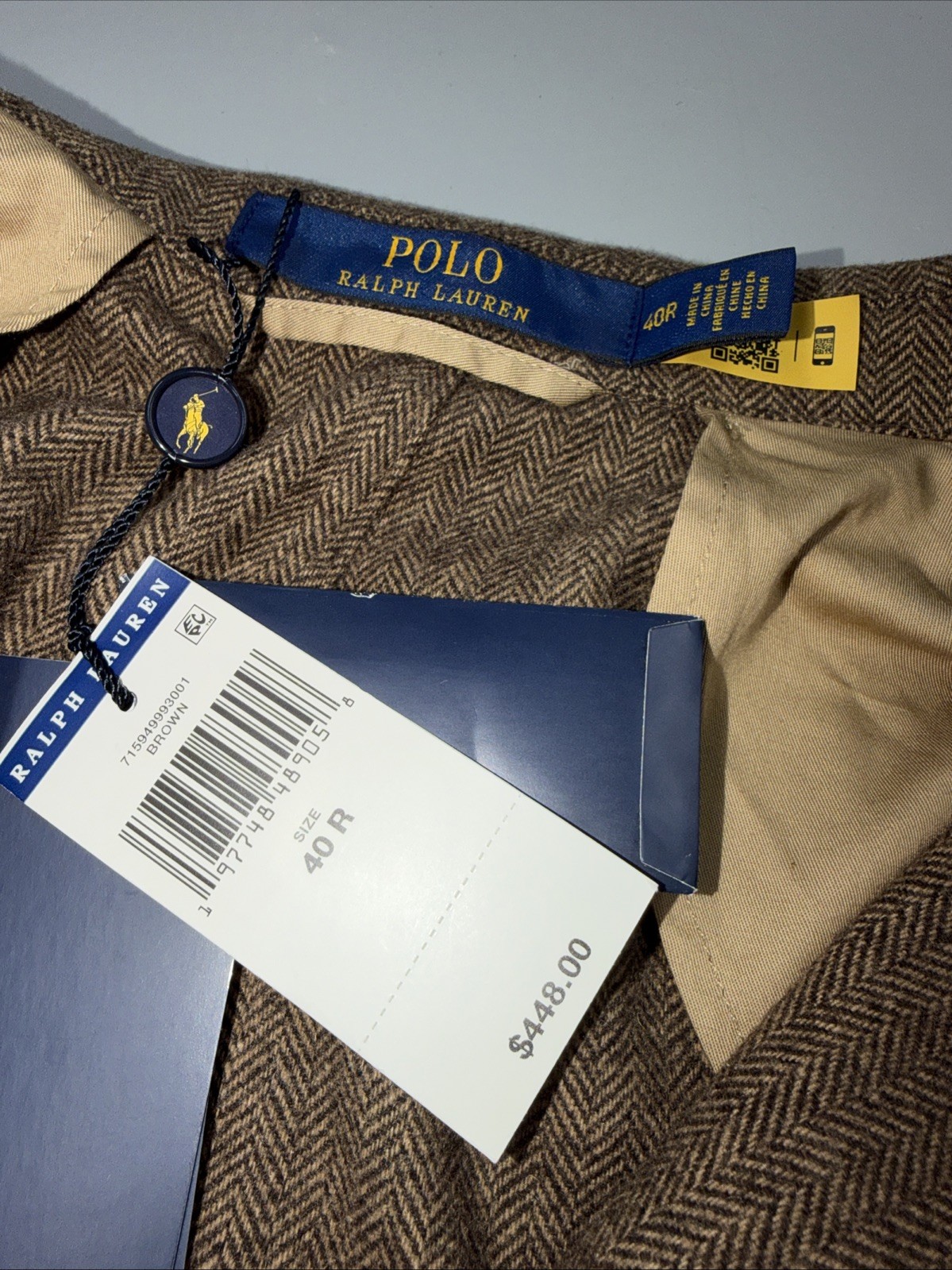 Polo Ralph Lauren Wool Blend Herringbone “Modern Fit” Blazer Suit Jacket-40R