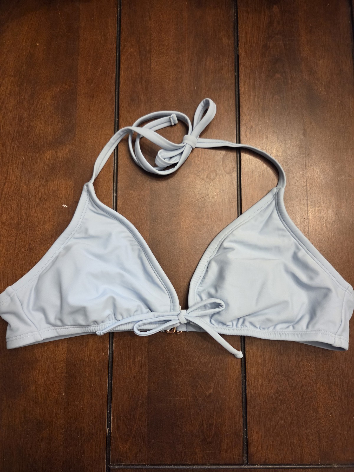 Shade & Shore Women’s Solid Blue Triangle Halter Bikini 2-Piece Set L