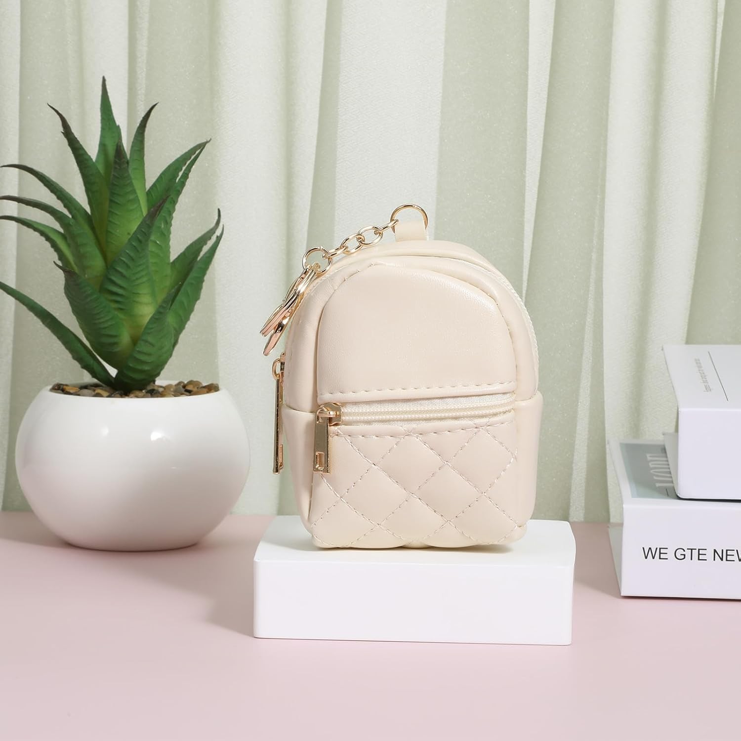 Mini Keychain Backpack Cute PU Leather Makeup Bag Coin Card Holder Pouch