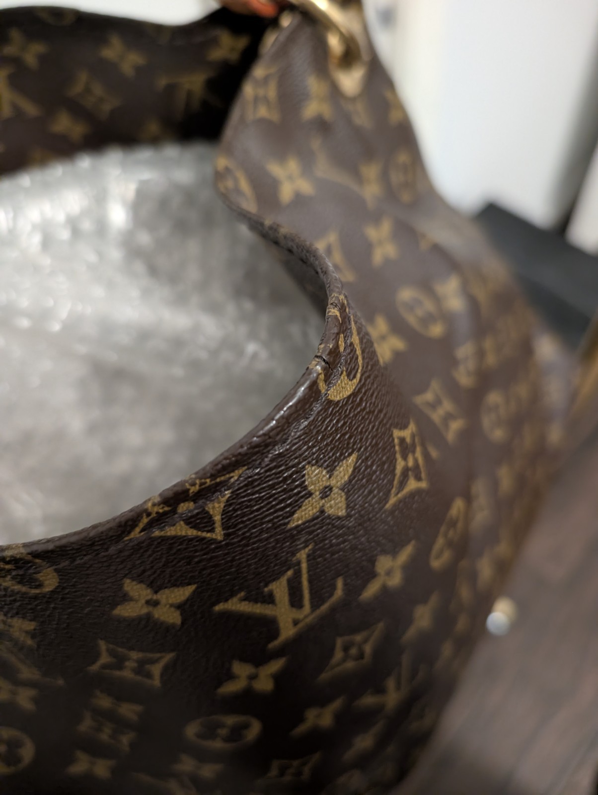 Louis Vuitton Monogram Large Shoulder Bag Brown Braided Handle Detachable Strap