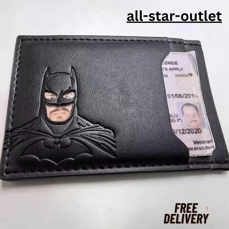 Batman Style PU Leather Wallet with ID Window Card Holder Superhero Mask Design