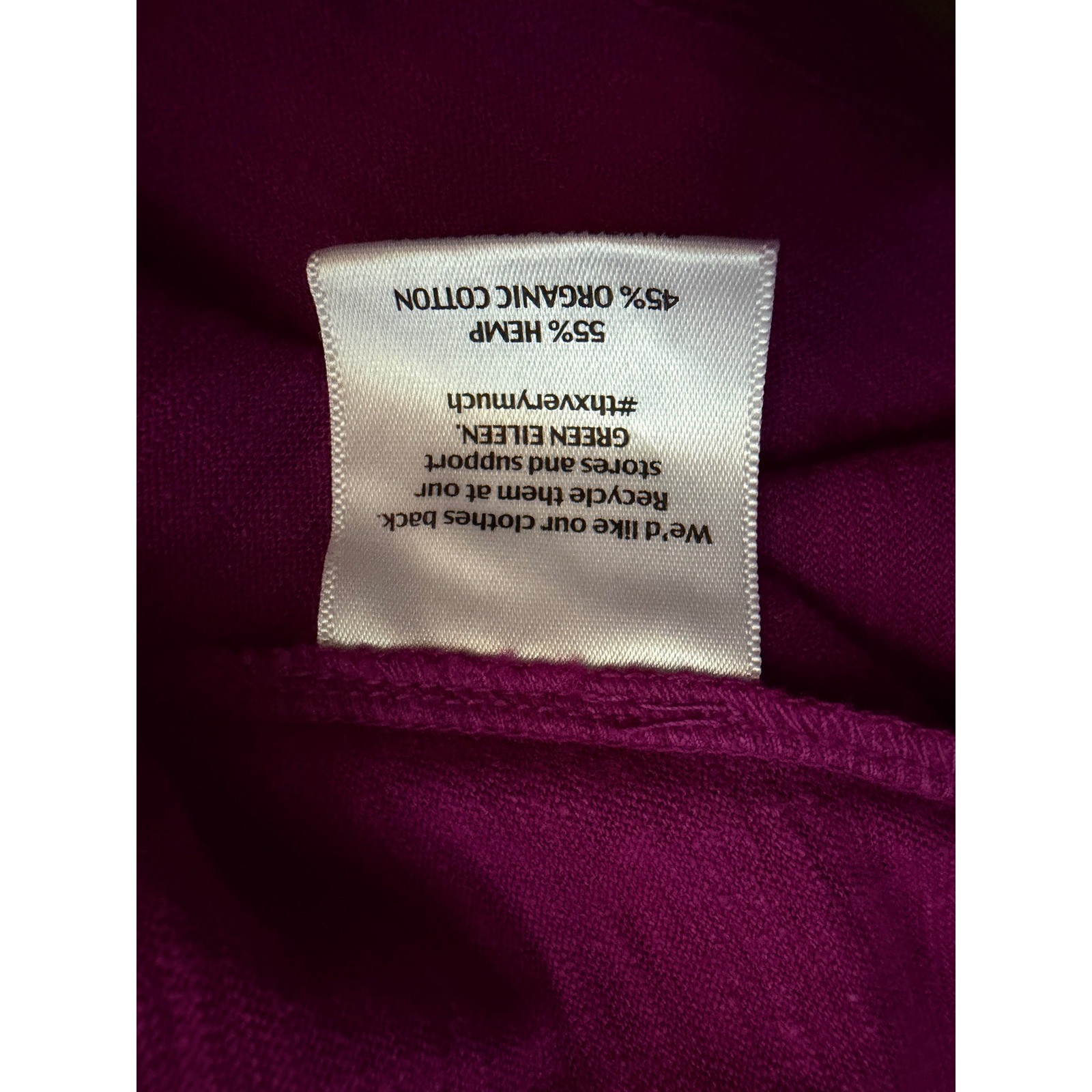 Eileen Fisher Magenta Hemp Organic Cotton Slub Sleeveless Dress XL Womens