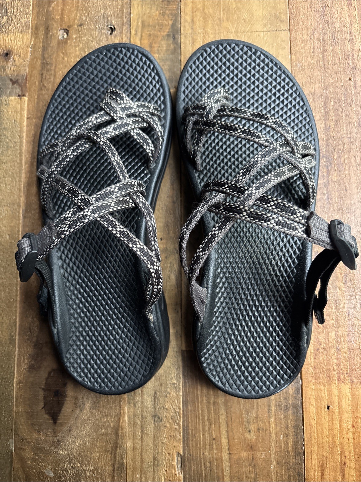 Chaco Zong X Ecotread Black Beige Slide Sandals Size 7