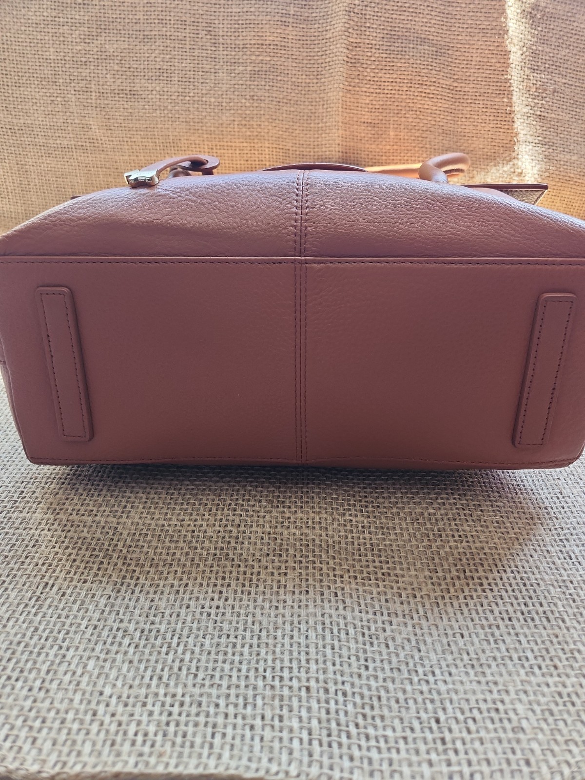 Radley London Brown Pebbled Leather Satchel Top Handle Bag