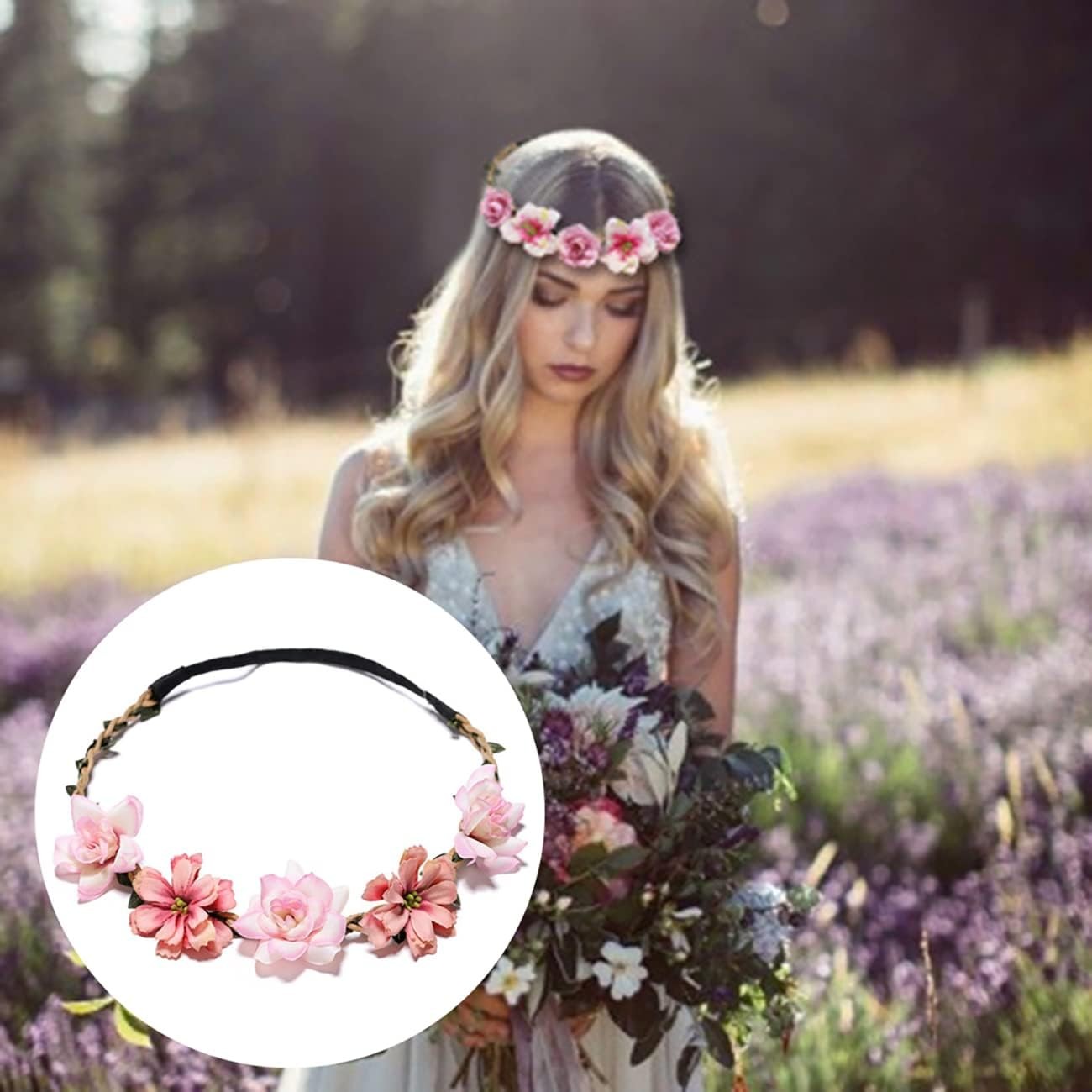 Women Headpieces Collection Accessories – 6 PCS Boho Hair Wreaths, Flower Crowns