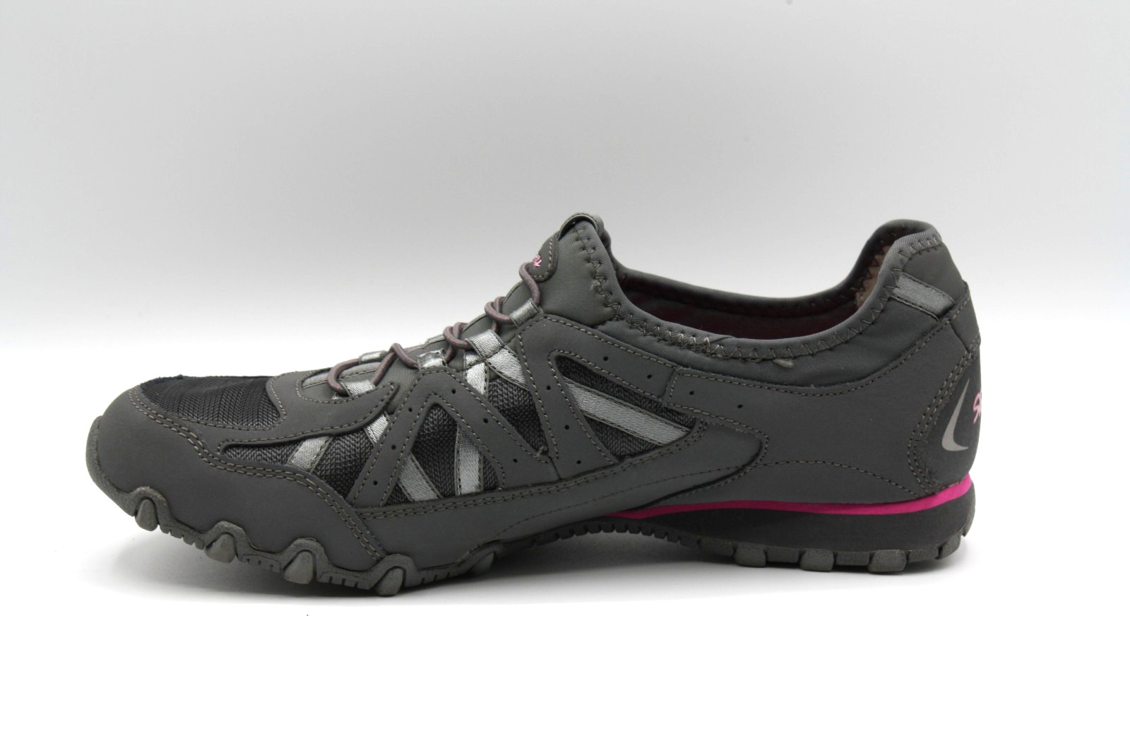 SKECHERS Biker Style Womens Slip On Shoes. Sz 8.5 EW Gray / Pink SN22406EWR