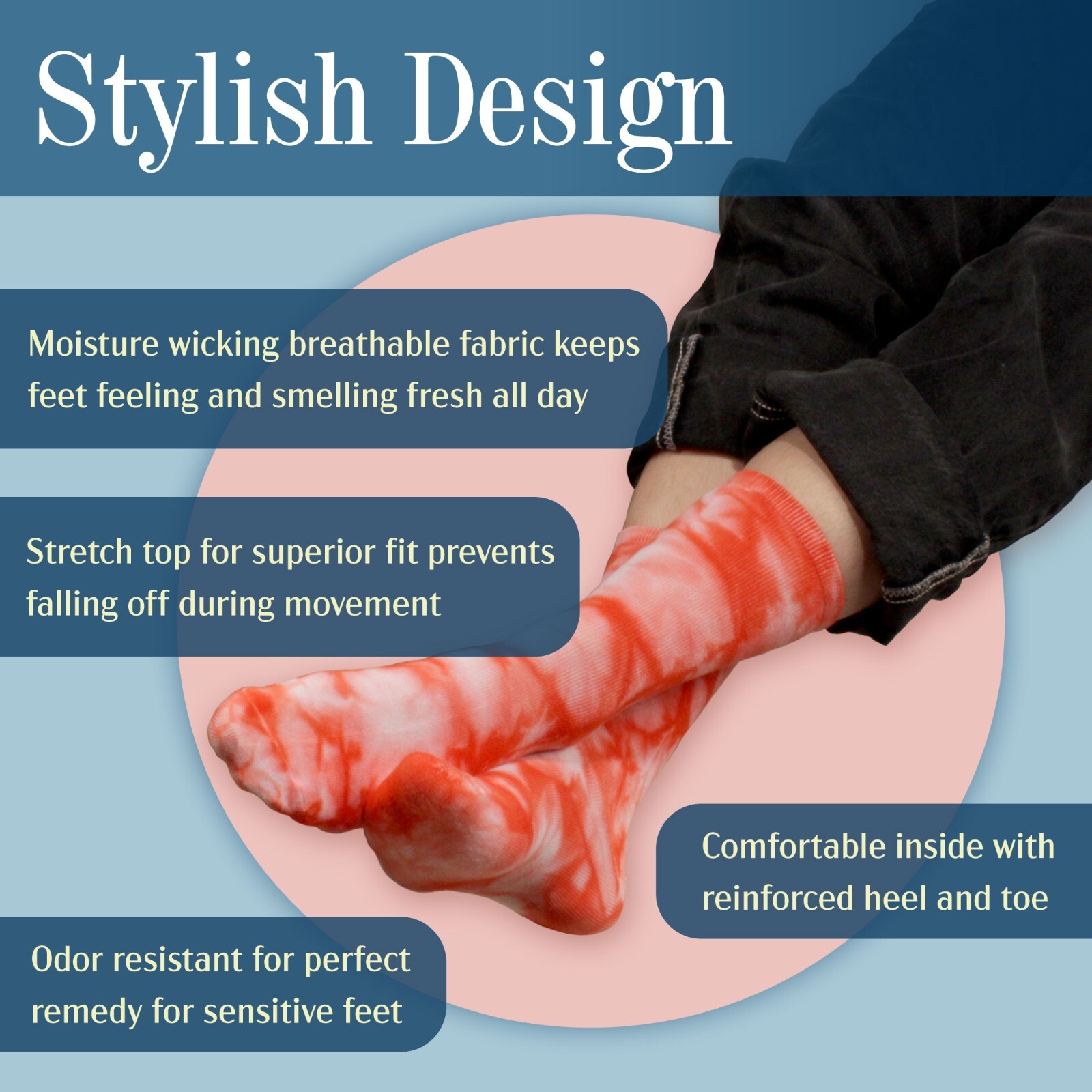 Men’s Rayon from Bamboo Fiber Breathable Wicking Athletic Crew Socks