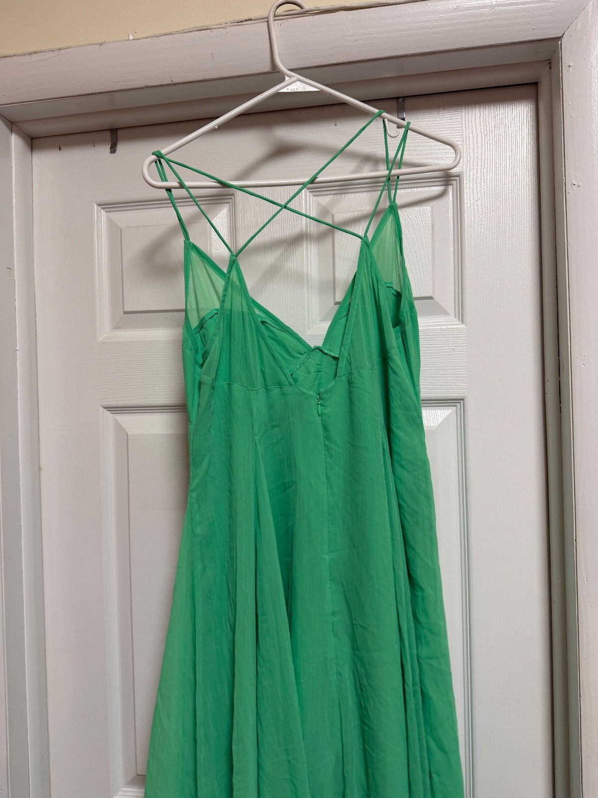 ASOS DESIGN cami strappy midi skater dress with godet bright green Size 12 NWT