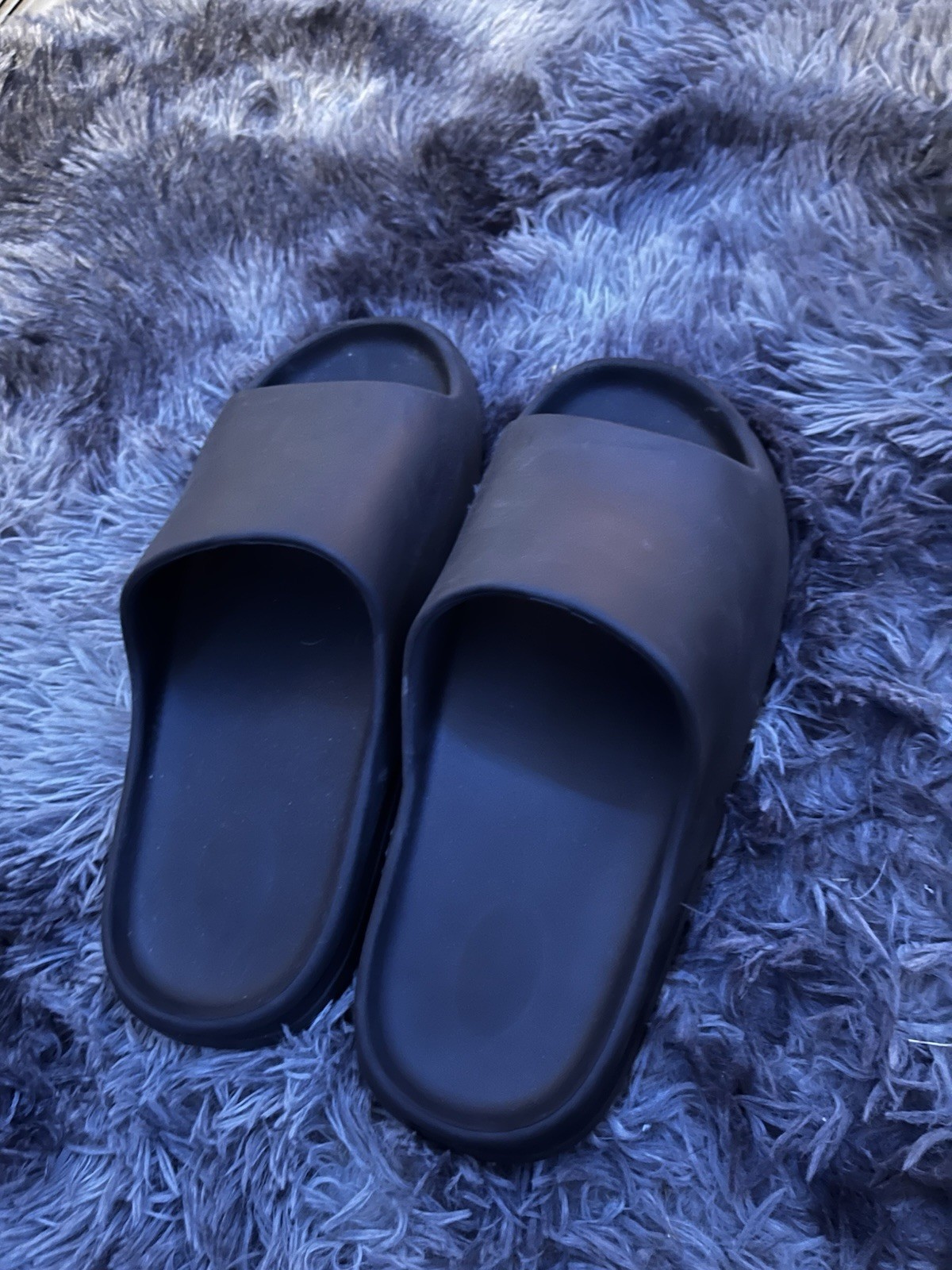 Men’s Black Slide Sandals US 11 Rubber Upper Slip-On Open Toe Wide Strap