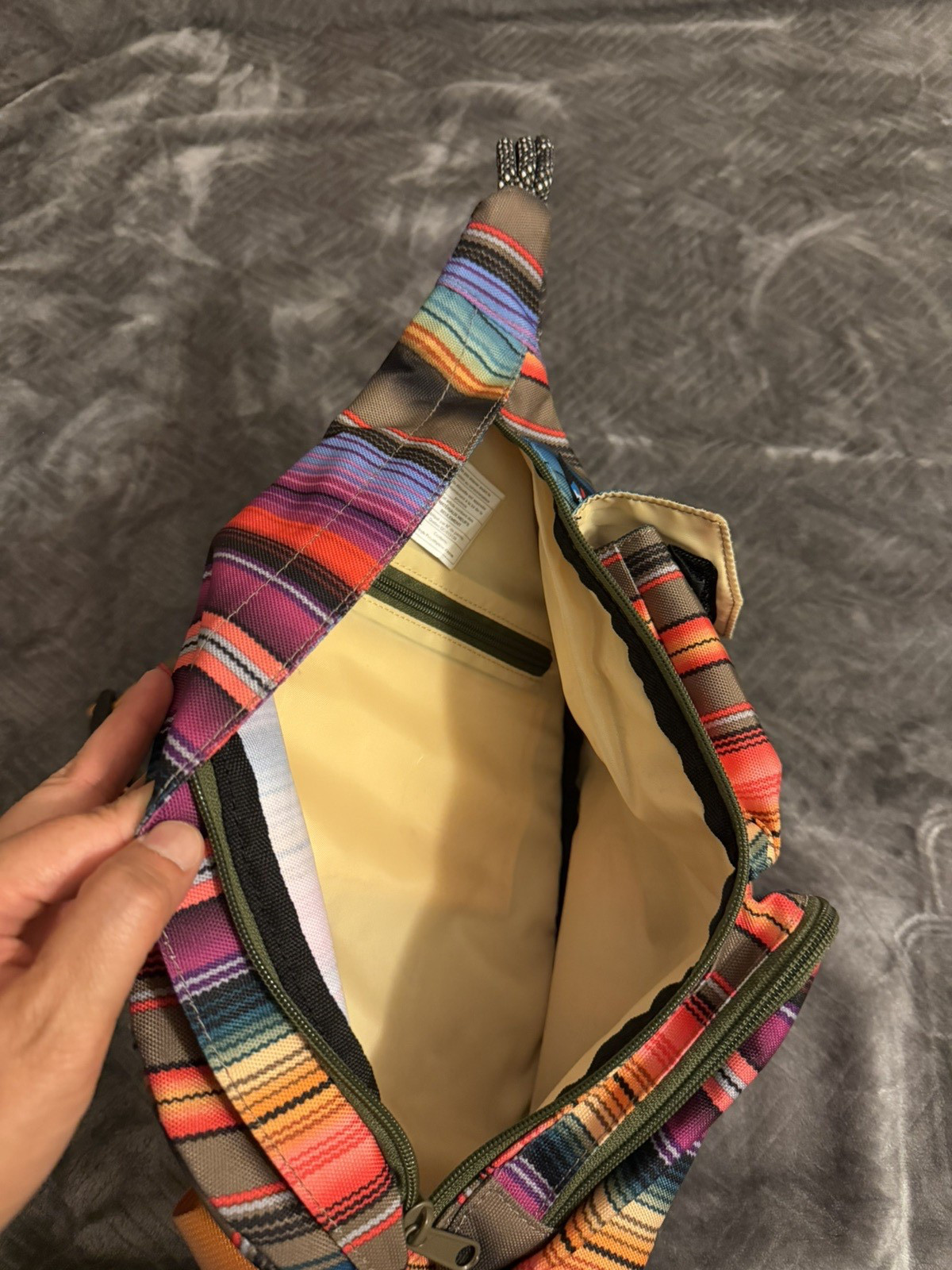 NWT KAVU Mini Rope SLING BAG Cotton Crossbody MULTICOLOR STRIPES Mexican Serape