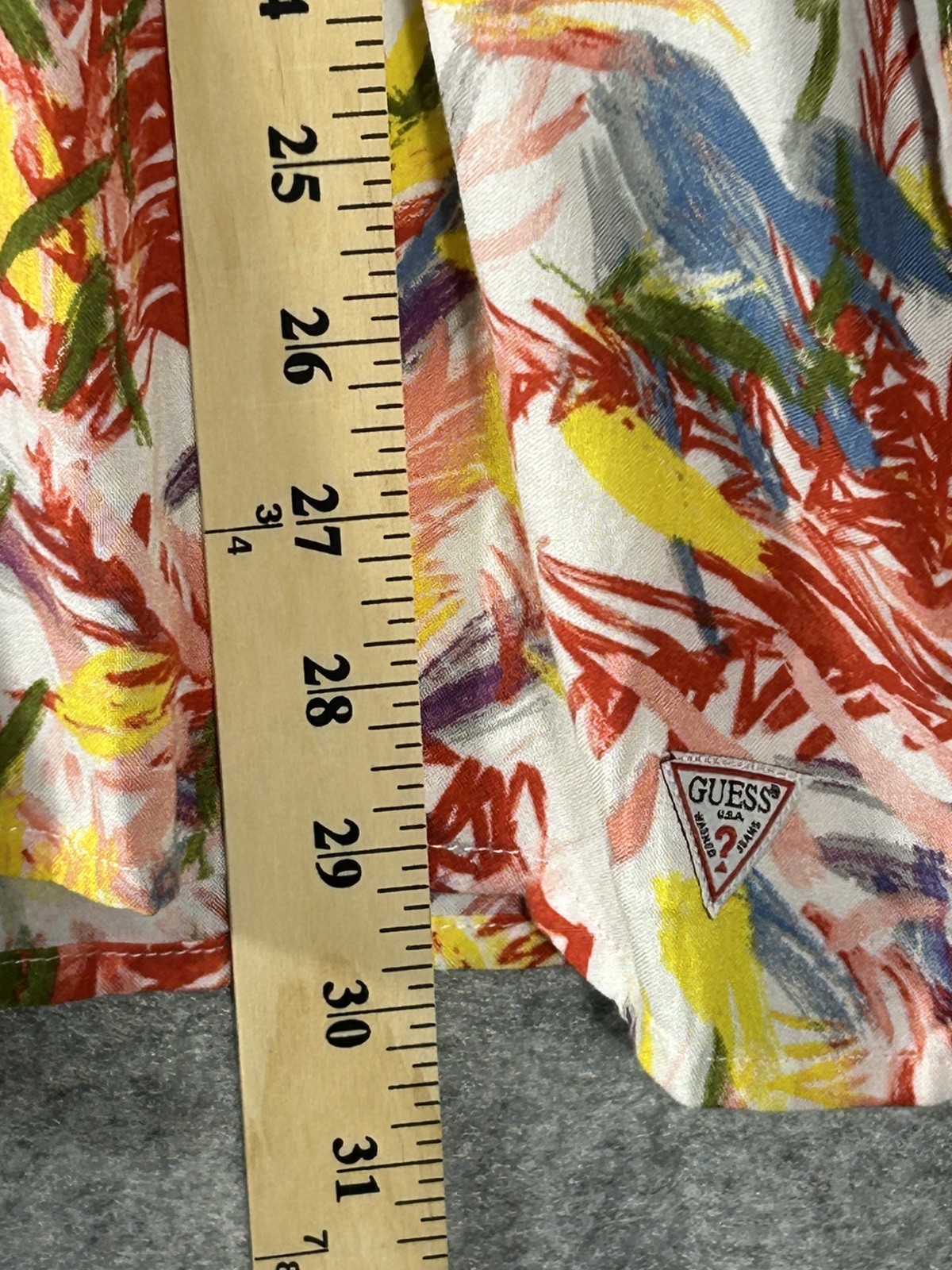 Guess Los Angeles Men’s Camp Collar Tropical Print Shirt XL Y2K Silky Button Up