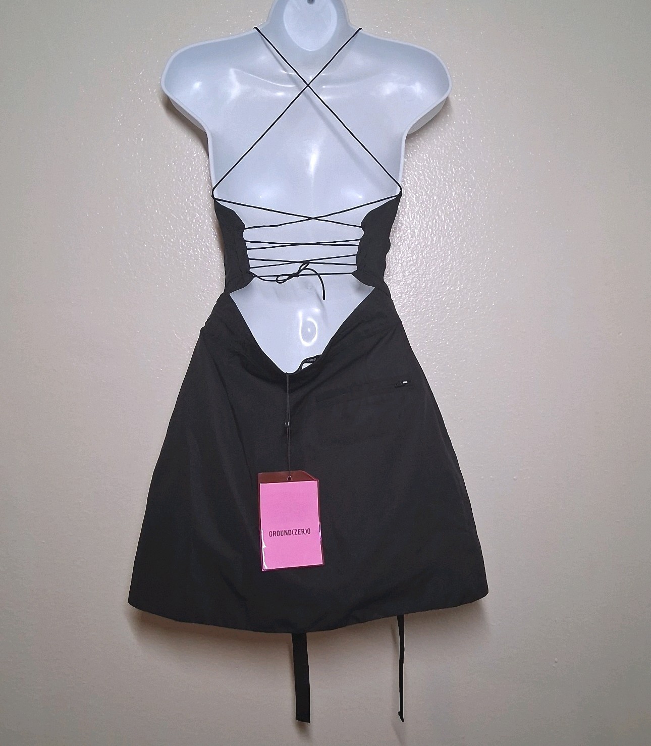 Ground(zero) 0 Women’s Gorpcore Dress Size Small Black Spaghetti Staps