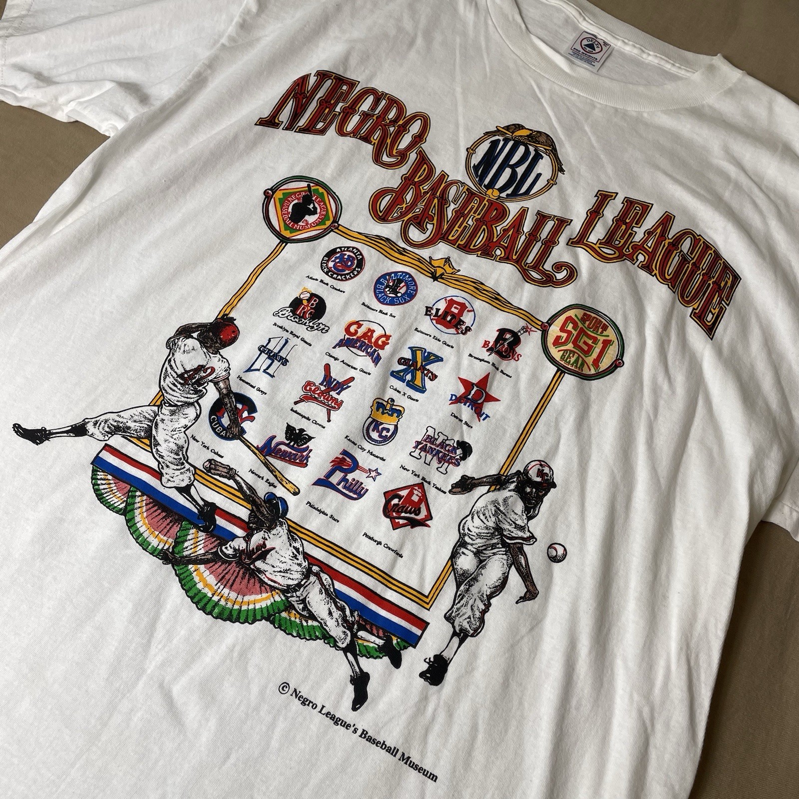 Rare Vintage 90s Delta Tag Negro League Caricature Cartoon Baseball T Shirt XL