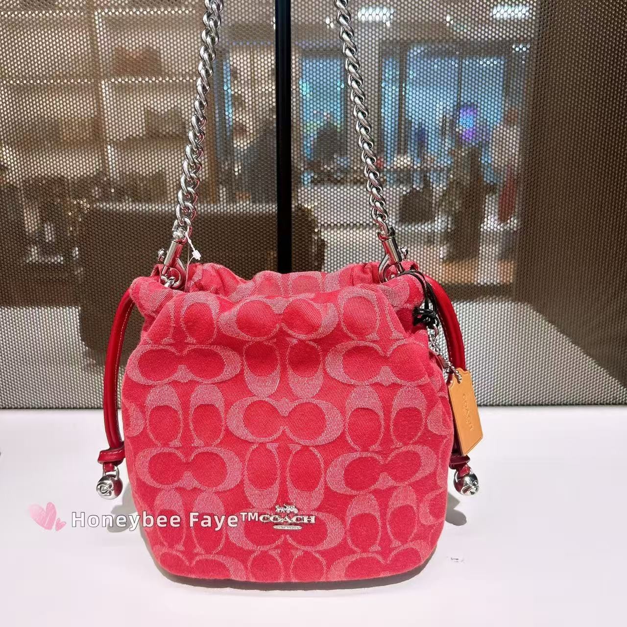 NWT Coach Faye Mini Drawstring Bag In Signature Denim CCZ45/CDE32