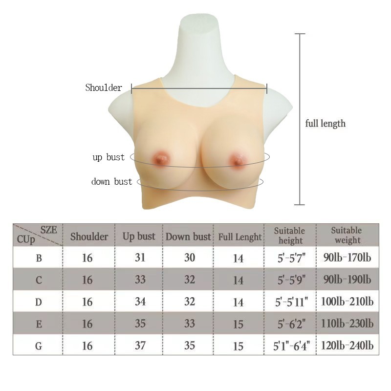 Silicone Fake Boobs Hollow Back Breast Forms Chest Enhancer Drag Queens Cosplay