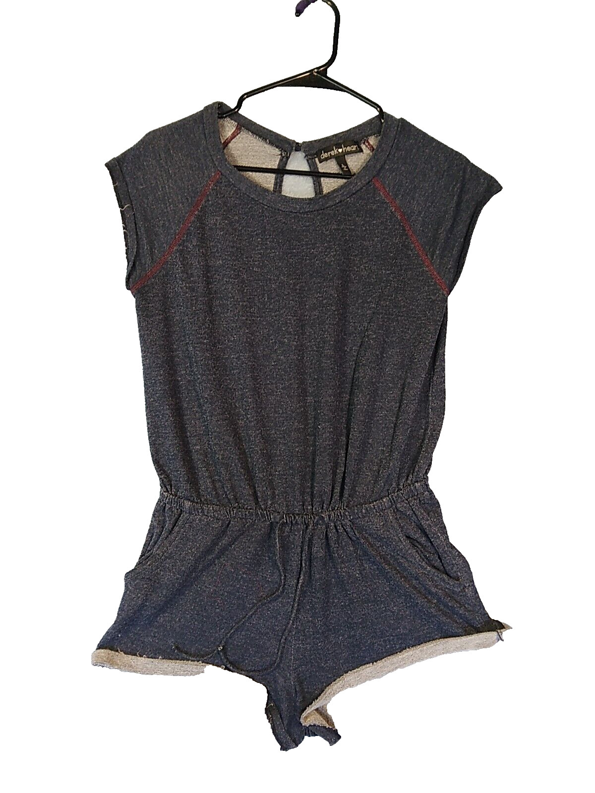 Derek Heart Blue Polyester Rayon Romper Size Large