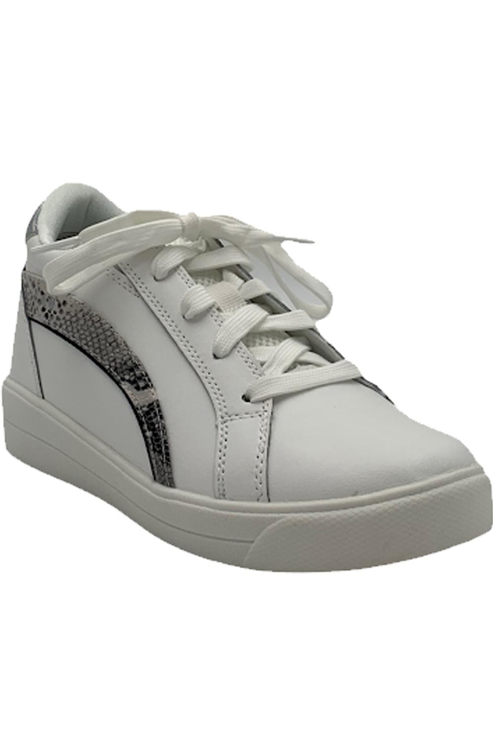 Ryka Leather Lace-Up Sneakers with Animal Accent Viv Brilliant White