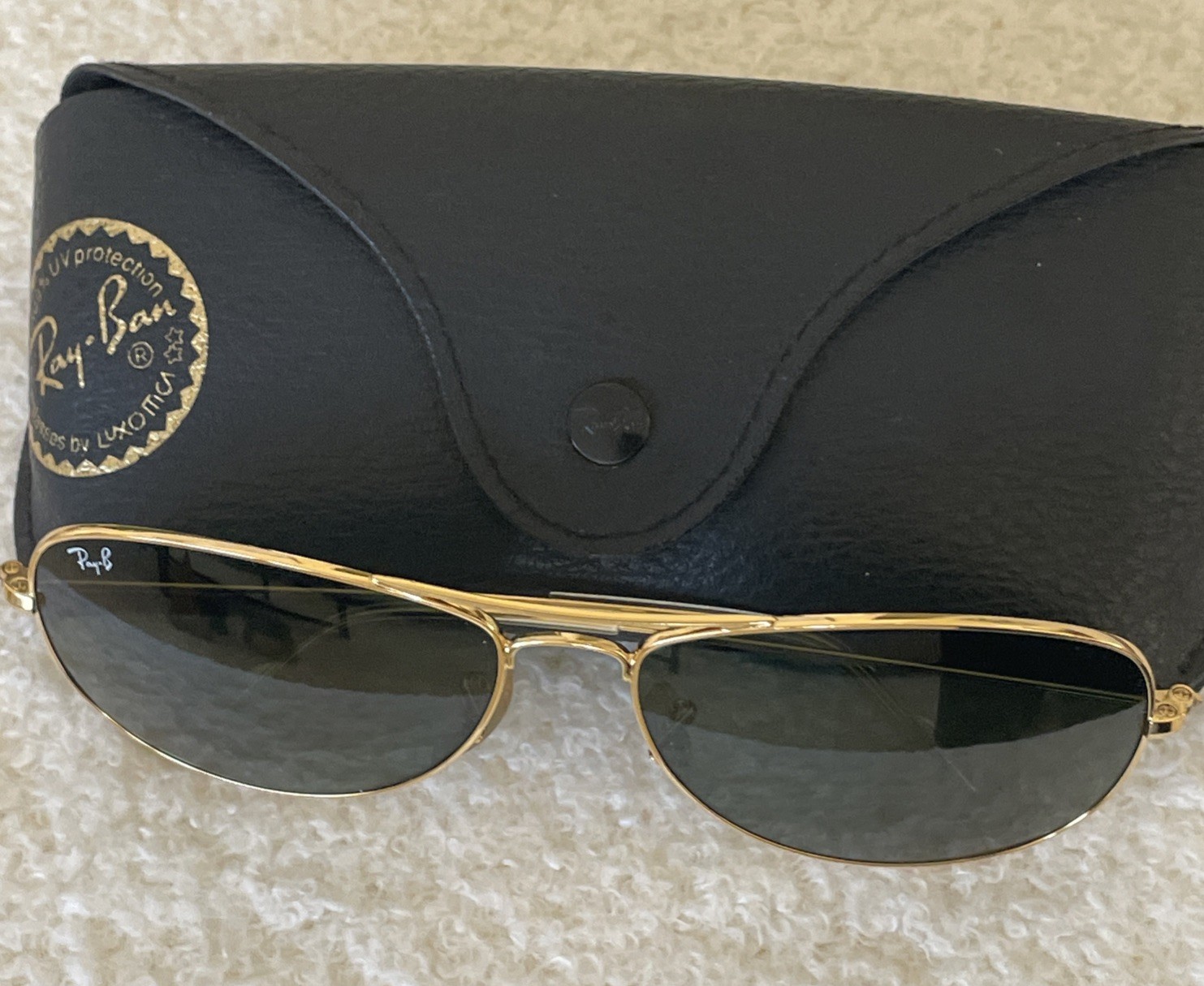 Ray-Ban RB3362 Cockpit Sunglasses 001/GF Gold Metal Frame Green Lens