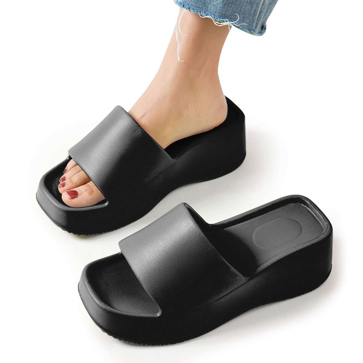 Womens Wedge High Heels Summer Platform Slippers Shoes Casual Peep Toe Sandals
