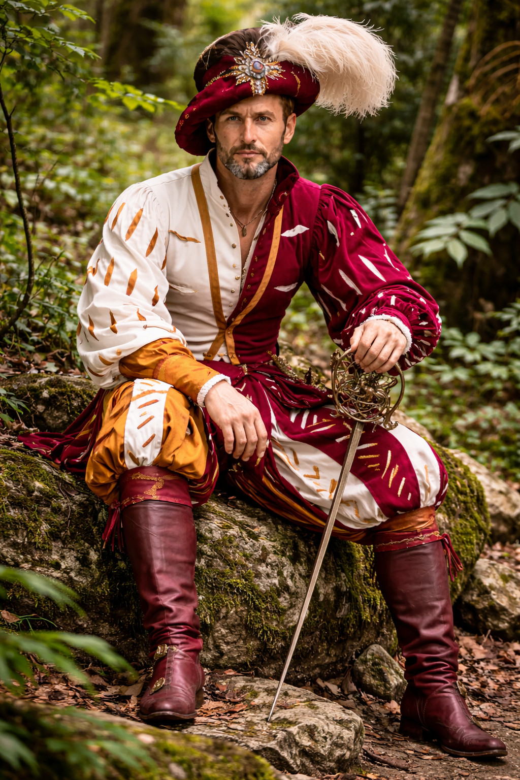 Renaissance German Landsknecht Outfit For Men-Medieval Festival Costume