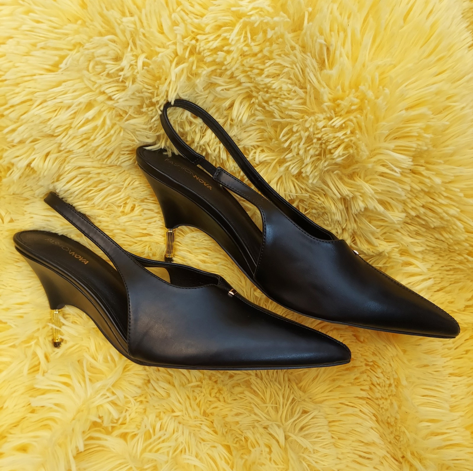 Fashion Nova Black Pointed Toe Slingback 3.5 inches