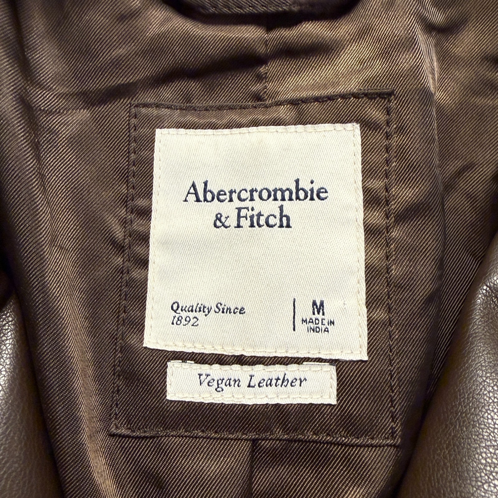 Abercrombie & Fitch Vegan Leather Blazer Suit Jacket Women’s Medium Brown Preppy