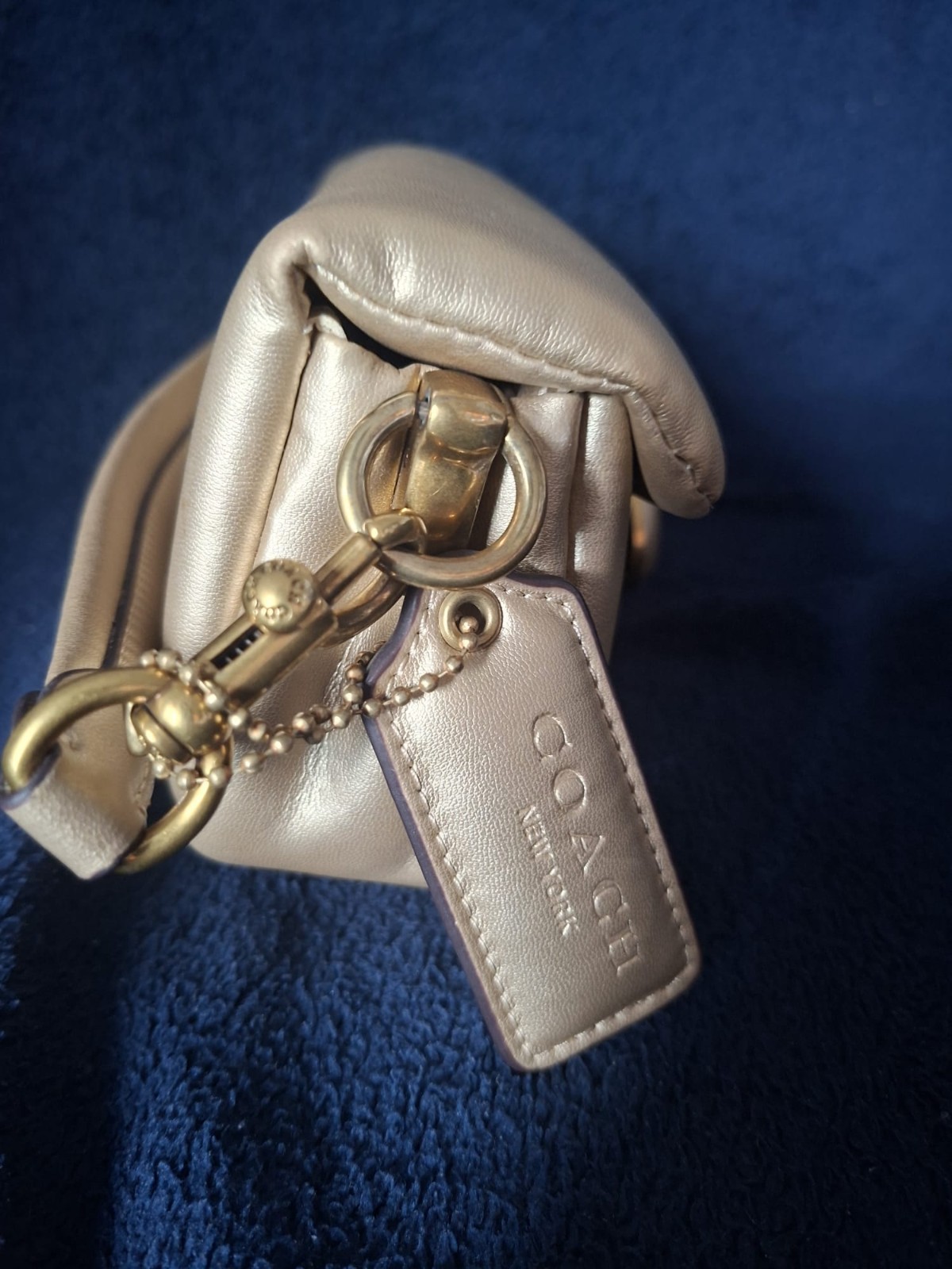 Coach Pillow Tabby Shoulder Bag Gold Beige Leather