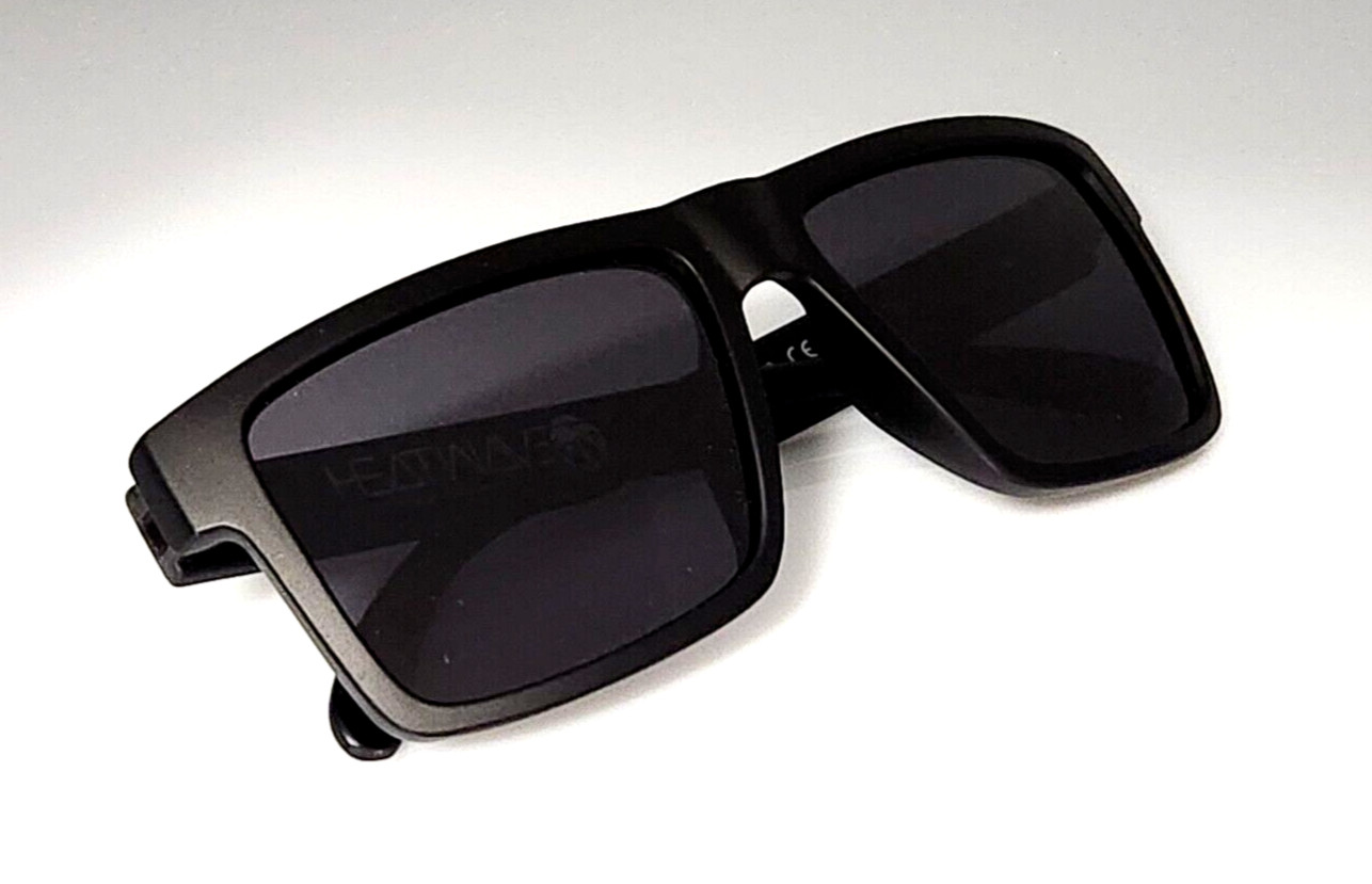 Men’s Polarized Square Sunglasses Matte Black Frame Dark Smoke Lens Z80 NIB