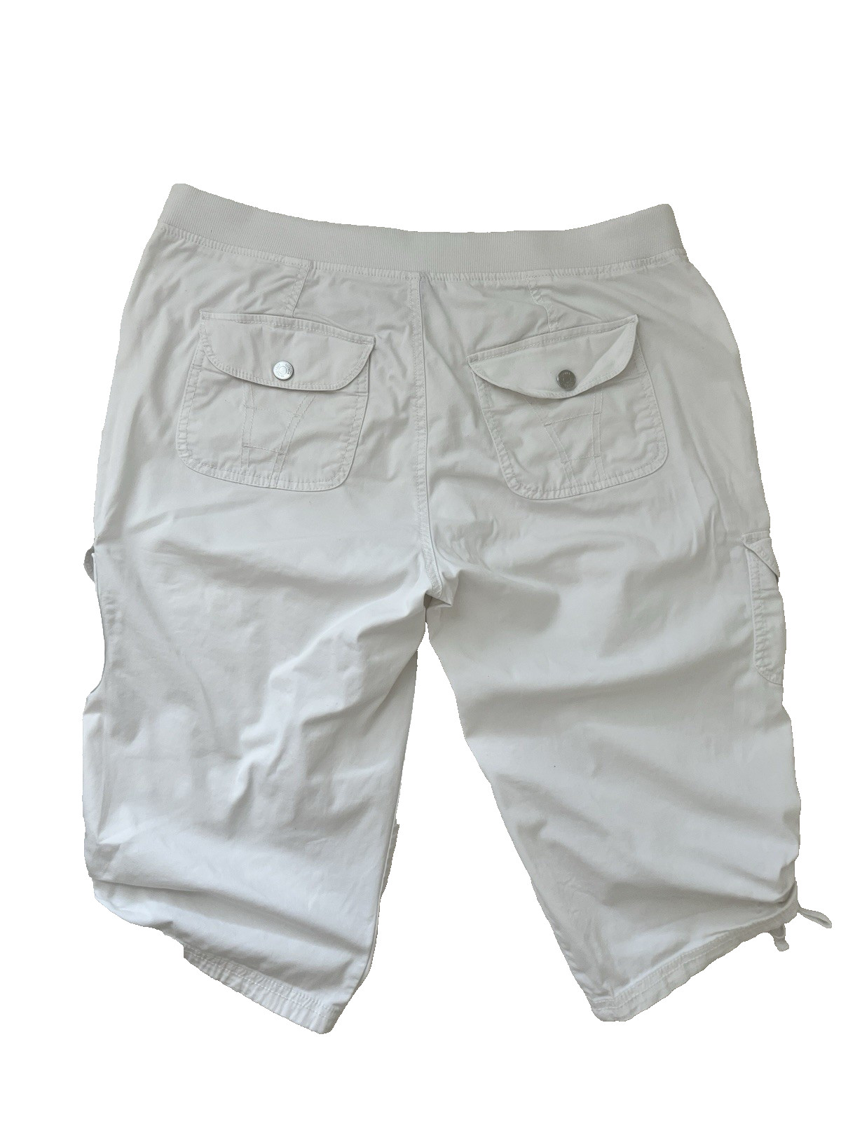 Gloria Vanderbilt Pants Womens 12 White Lana Skimmer Cargo Capri Crop Drawstring