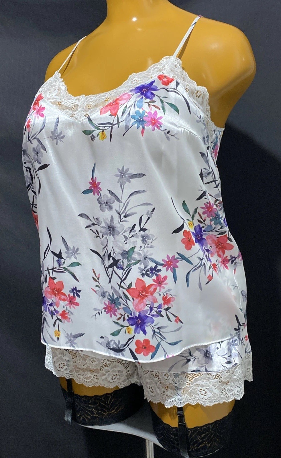 Debenhams Bonita Cami & Short Set, Floral Print Liquid Satin, UK 16, New