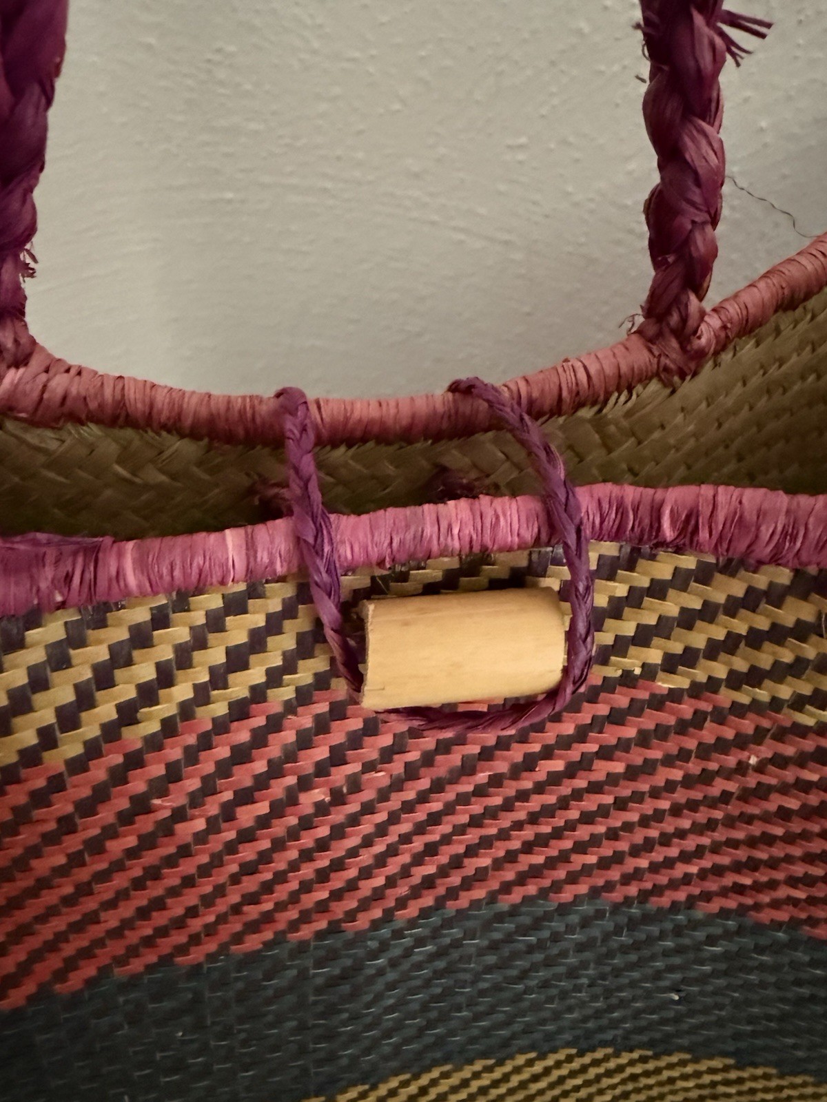 Handwoven Multicolor Stripe Straw Handbag Purse 11.5x11x5 Inches Summer Tote
