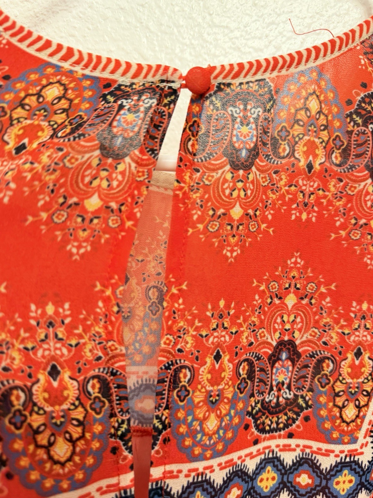 Flying Tomato Boho Blouse Size L Red Kimono Boho Babydoll Peasant Festival Top