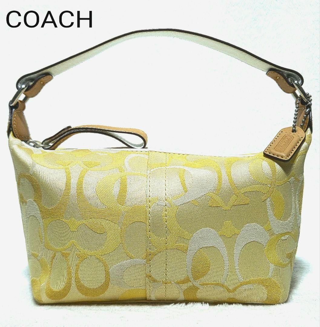 Coach Accessory Pouch Signature Yellow 6561 Rare Japan Excellent 0611372