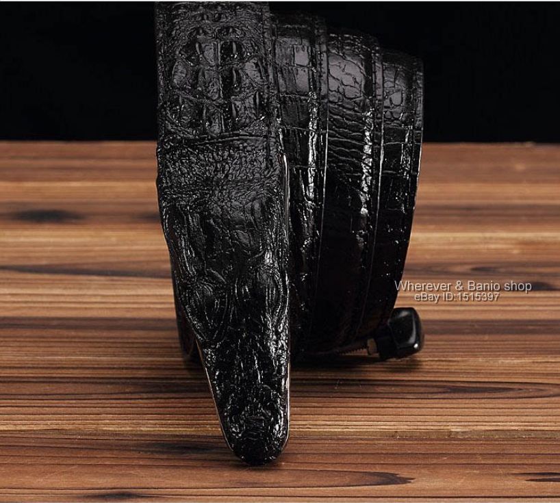Men Alligator Design Crocodile-Embossed Leather Belts Genuine Cow Leather Belt 9