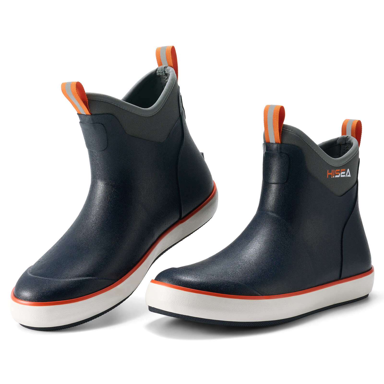 HISEA Men Deck Fishing Boots Waterproof Rain Boots Anti-Slip Cushioned Work Boot
