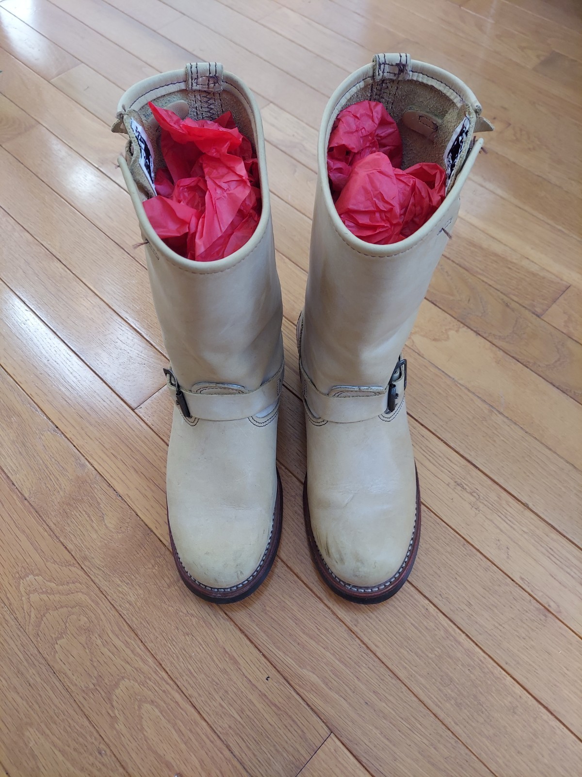 Frye 701 Engineer Boots Pale Yellow Goodyear Welted Motorcycle Women’s Boots 8 M