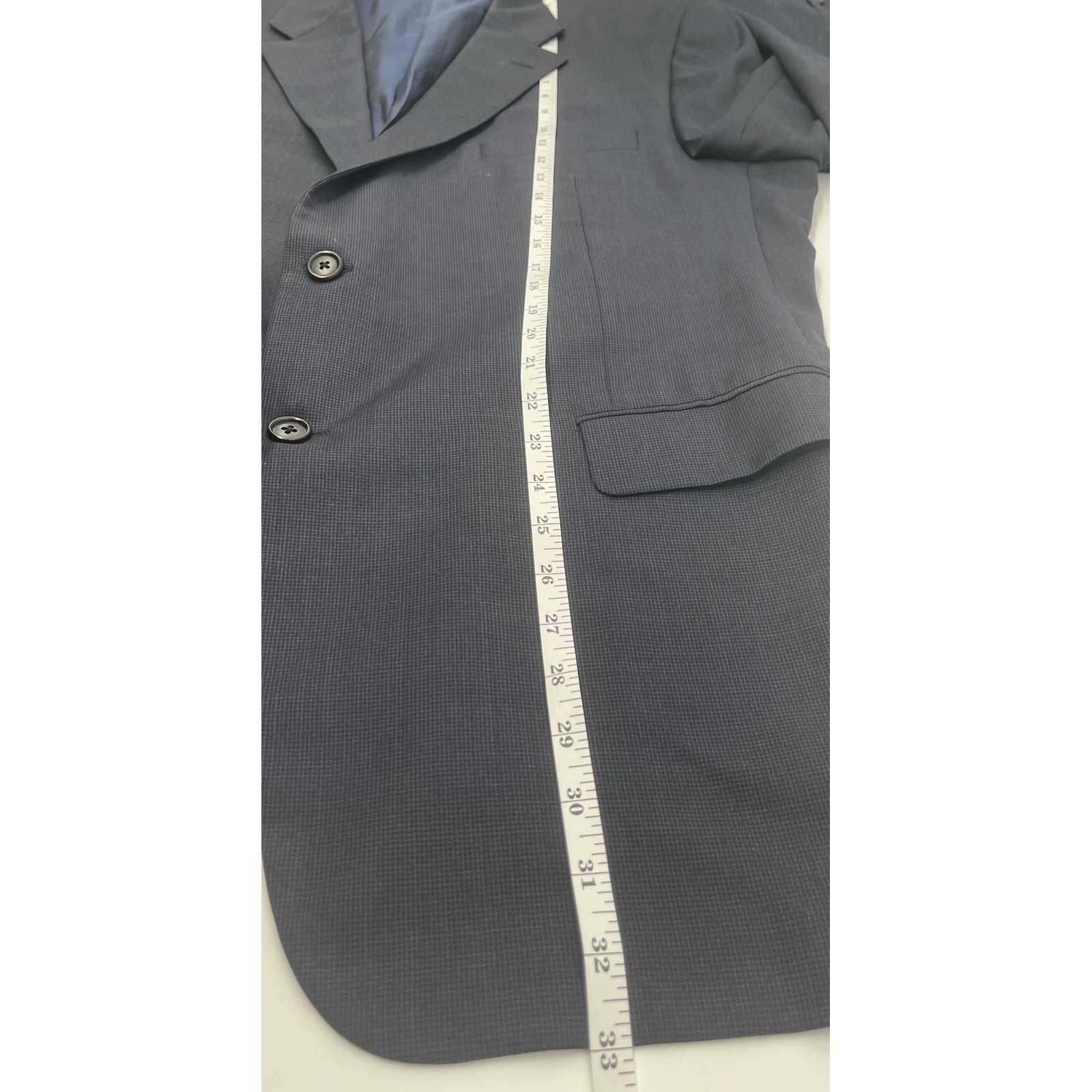 Hickey Freeman Traveler 2 PC Suit Mens 46R 38×31 Solid Navy Blue Soft Light Wool