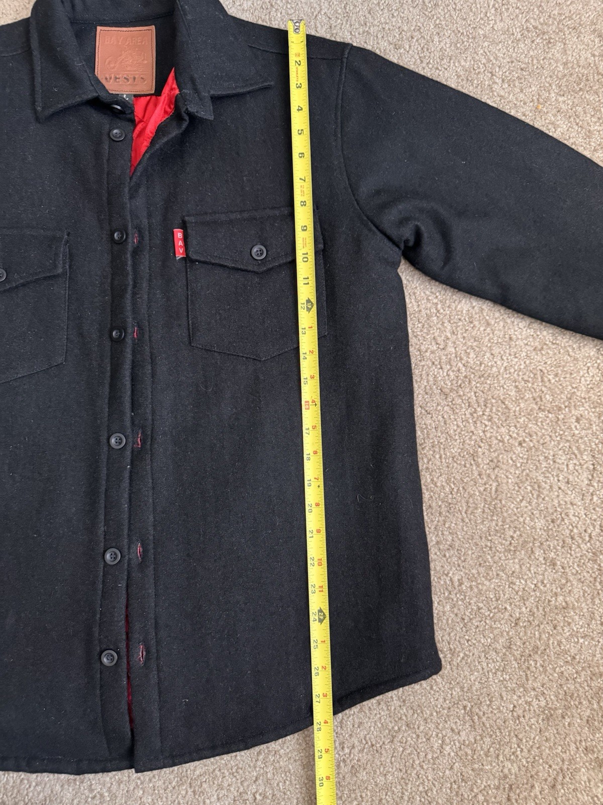 BAY AREA VEST (BAV) Men’s Wool Jacket Size L Biker Black