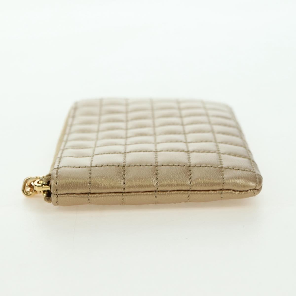 CELINE C Charm Coin Purse Leather Gold Auth am11616V