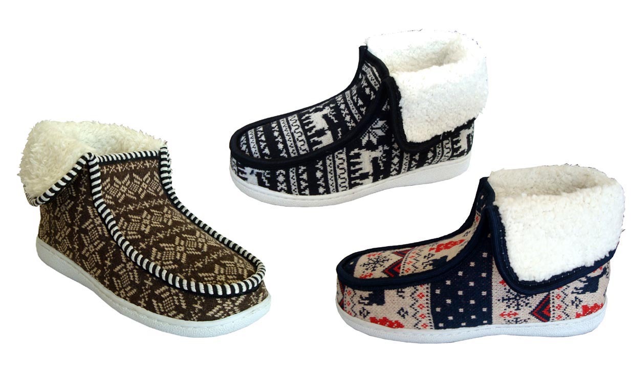 New Ladies’ Heavy Duty Rubber Sole In/Outdoor House Slipper Shoe Faux Fur– 3028