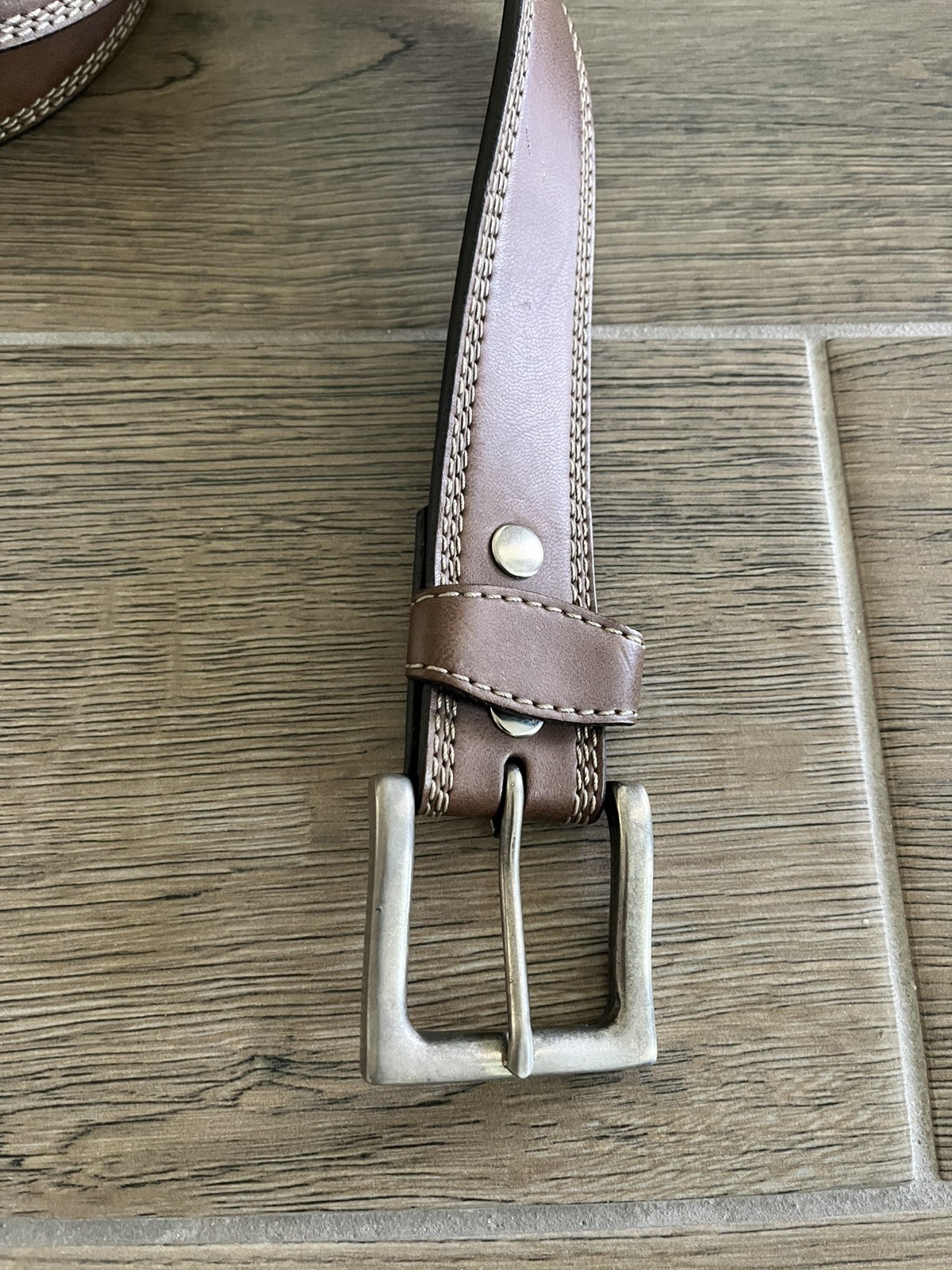 Men’s Wrangler Genuine Leather Triple Stitch Casual Western Brown Belt Size 44
