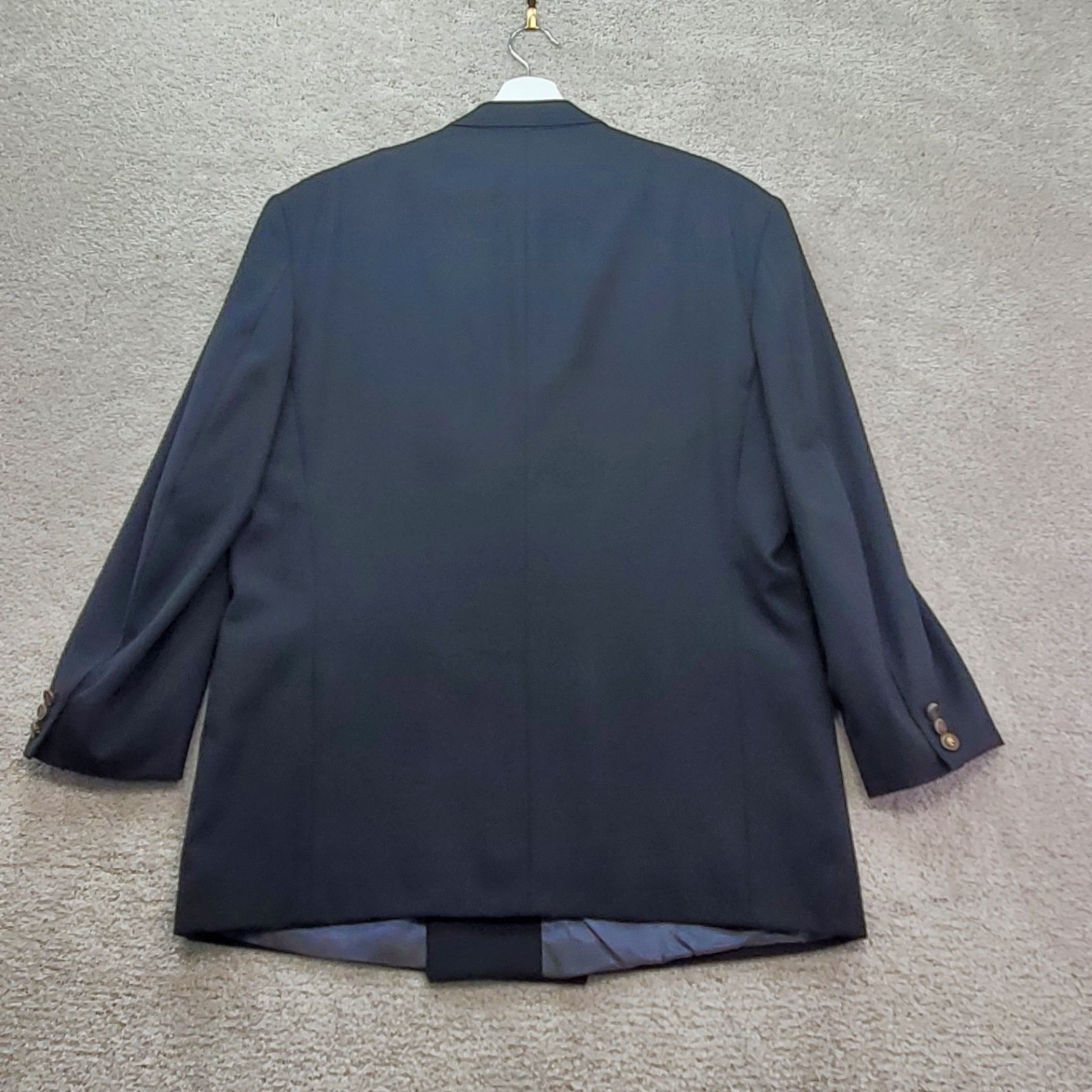 Pierre Cardin Mens Double Breasted Blazer 46 Black Gold Tone Buttons 9869